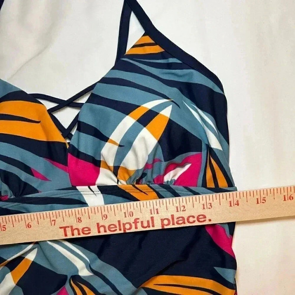 2/$30 Kona Sol Medium Tankini Tropical Top Blue Fuschia Orange Swim Top Swim - Picture 10 of 12